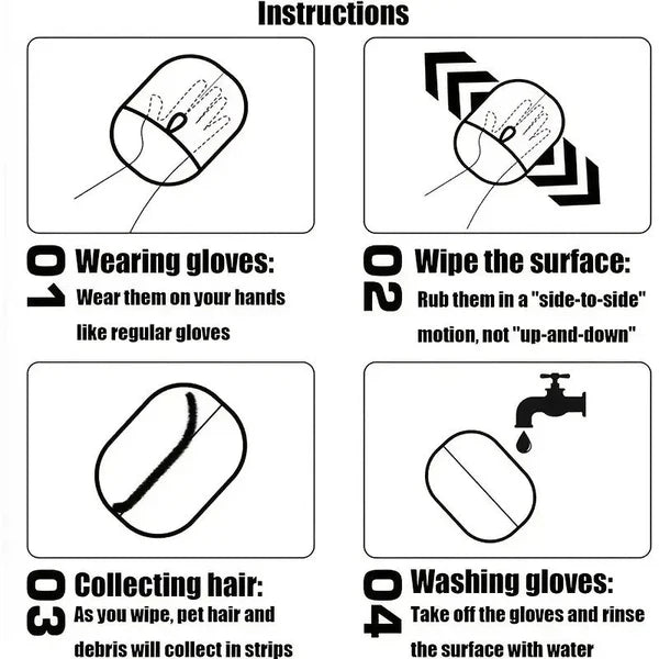 Pet Hair Removal Gloves Pack of 2